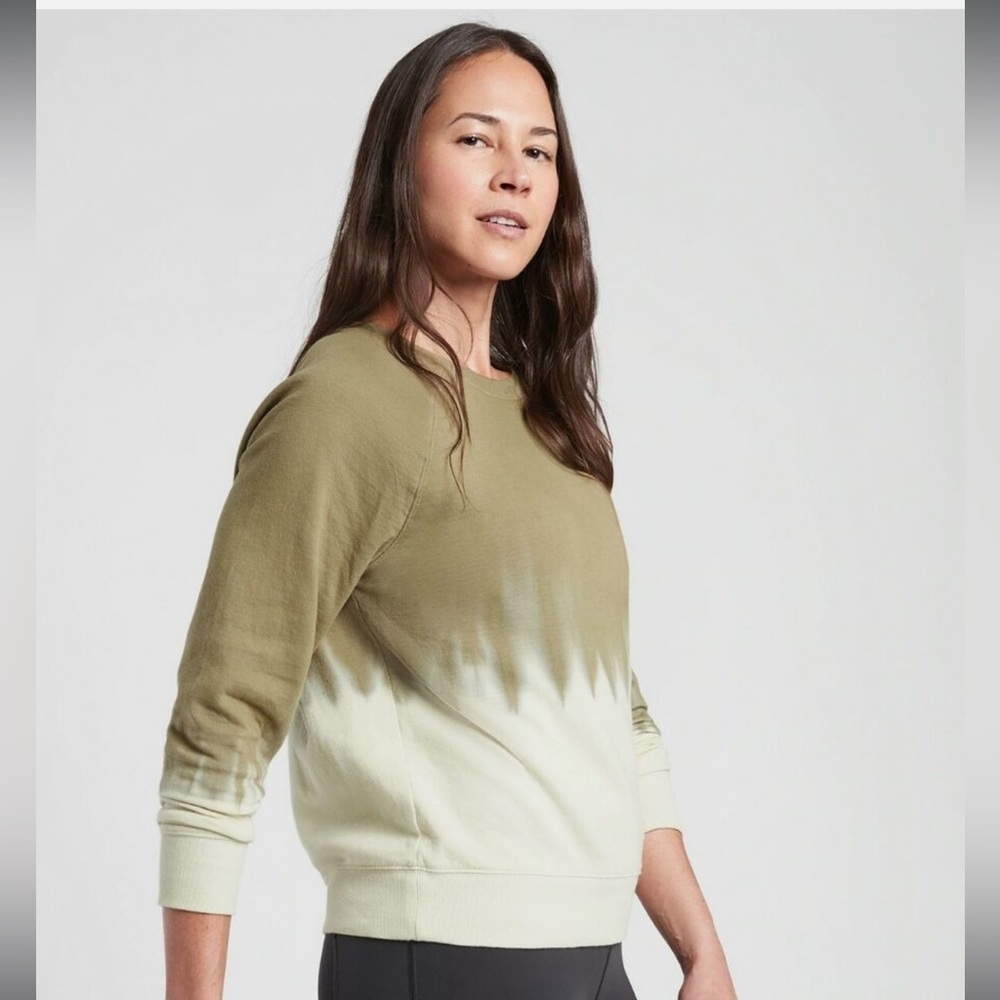 🔥Athleta - Olive Dip Dye Sweatshirt - 1X - Picture 3 of 5